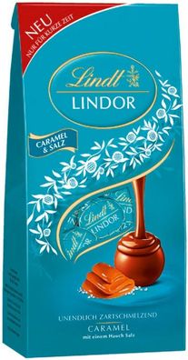 Lindt Lindor Caramel & Salz - Vollmilch Karamell Schokolade Pralinen - 137g