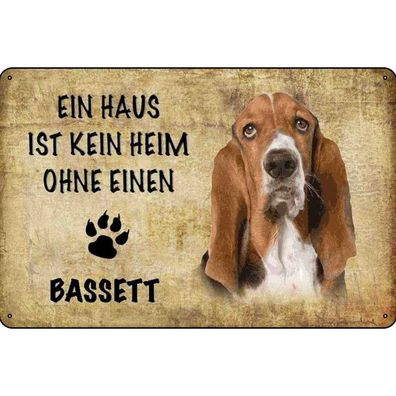 vianmo Blechschild 18x12 cm gewölbt Tier Bassett Hund ohne kein Heim
