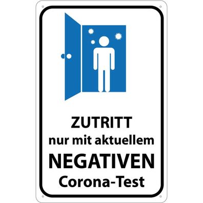 vianmo Blechschild 18x12 cm gewölbt Warnung Zutritt negativen Corona Test