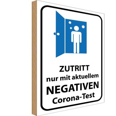 vianmo Holzschild 18x12 cm Warnung Zutritt negativen Corona Test