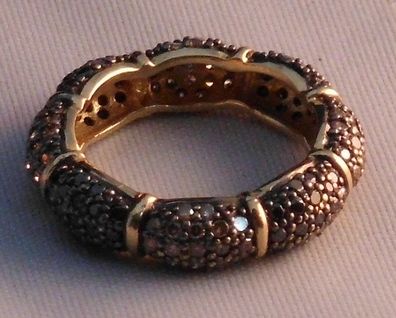 Memory Memorie Ring Diamant schwarz champagner 1.50 Carat 585 Gold