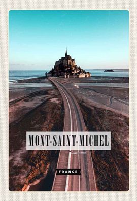 Holzschild 20x30 cm - Mont-Saint-Michel France Reiseziel