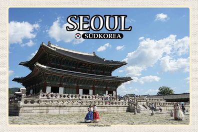 Holzschild 20x30 cm - Seoul Südkorea Gyeongbokgung Palace