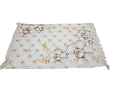 Teppich Läufer mit Blumen Perlen Muster in 120cm x 77cm