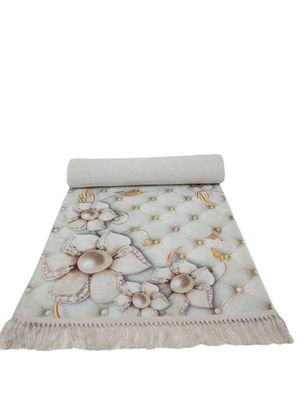 Teppich Läufer mit Blumen Perlen Muster in 240cm x 77cm