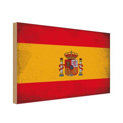 vianmo Holzschild Holzbild 18x12 cm Spanien Fahne Flagge