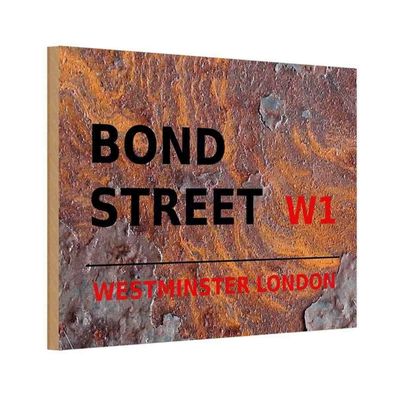 vianmo Holzschild 20x30 cm England Bond Street W1