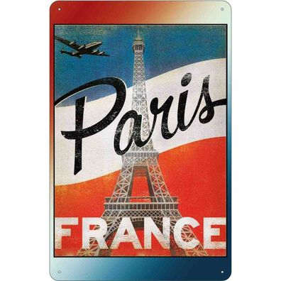 vianmo Blechschild 20x30 cm gewölbt Stadt Paris Eiffelturm France Wanddeko