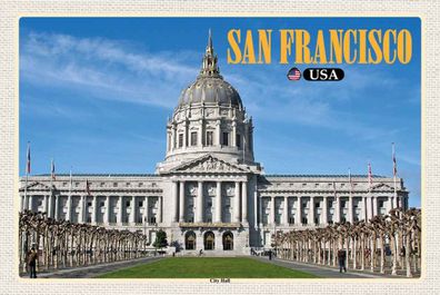 Holzschild 20x30 cm - San Francisco Usa City Hall Rathaus