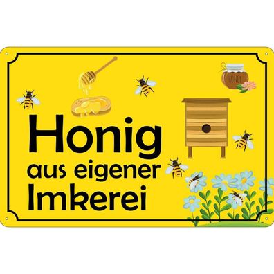 Blechschild 20x30 cm - Honig aus eigener Imkerei Metal