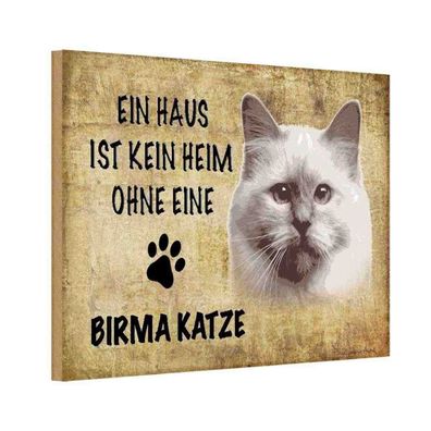 vianmo Holzschild 18x12 cm Tier Birma Katze ohne kein Heim