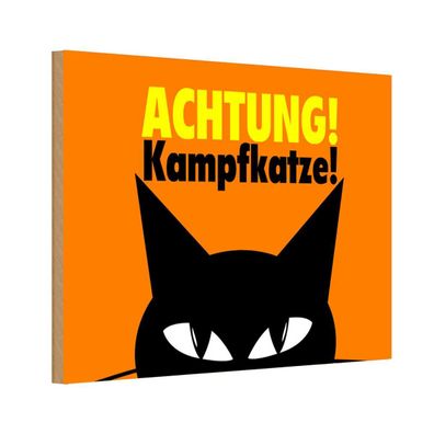 vianmo Holzschild 18x12 cm Tier Achtung Kampfkatze Katze