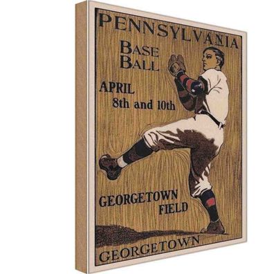 Holzschild 20x30 cm - Pennsylvania Baseball April 8th