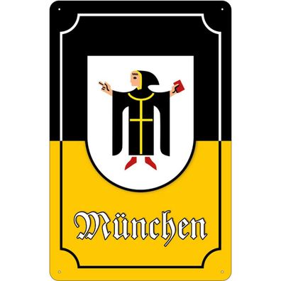 vianmo Blechschild 20x30 cm gewölbt Stadt München Stadtwappen Bayern