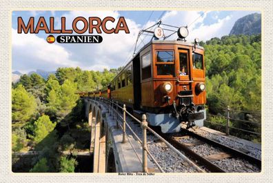 Holzschild 20x30 cm - Mallorca Spanien Roter Blitz Tren Sóller