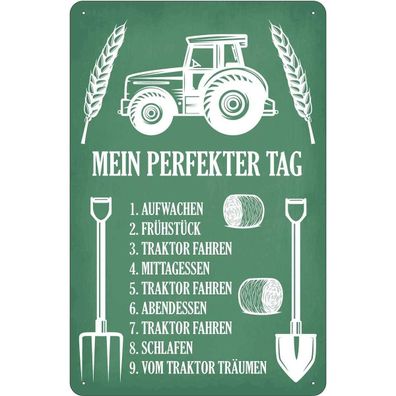 vianmo Blechschild 18x12 cm gewölbt Garage Werkstatt mein perfekter Tag Traktor