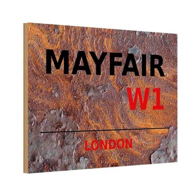 Holzschild 20x30 cm - Mayfair W1 Metall Wanddeko