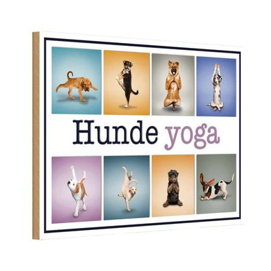 vianmo Holzschild 20x30 cm Tier Katze Hunde Yoga Wanddeko