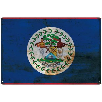 vianmo Blechschild Wandschild 20x30 cm Belize Fahne Flagge