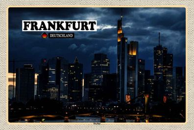 Blechschild 20x30 cm - Frankfurt Skyline Wolkenkratzer