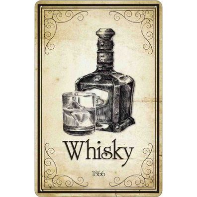 vianmo Blechschild 20x30 cm gewölbt Essen Trinken Alkohol 1866 Whisky
