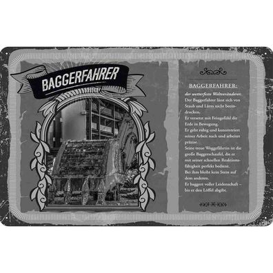 vianmo Blechschild 20x30 cm gewölbt Beruf Arbeit Baggerfahrer