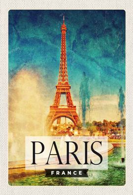 Holzschild 20x30 cm - Paris Frankreich Eiffelturm Kunst