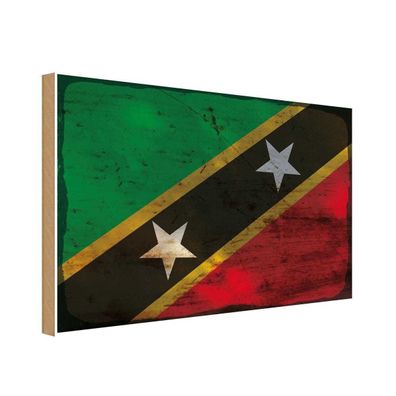 vianmo Holzschild Holzbild 20x30 cm St. Kitts und Nevi Fahne Flagge