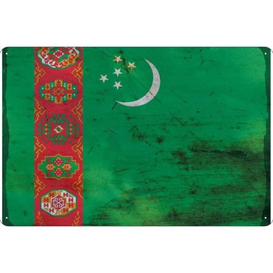 vianmo Blechschild Wandschild 20x30 cm Turkmenistan Fahne Flagge