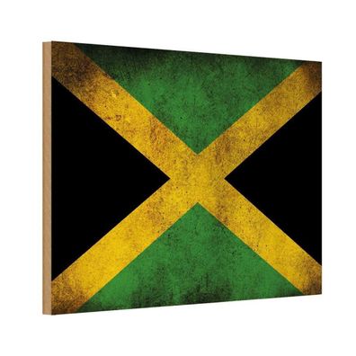 vianmo Holzschild Holzbild 18x12 cm Jamaika Fahne Flagge