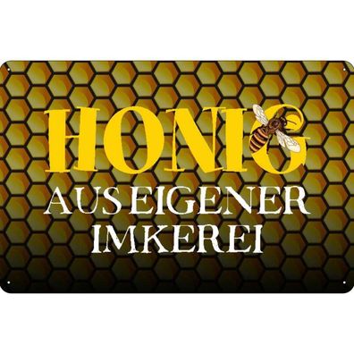 Blechschild 20x30 cm - Honig aus eigener Imkerei Biene