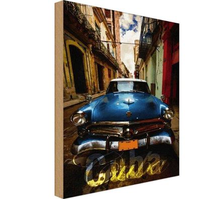 vianmo Holzschild 20x30 cm Garage Werkstatt Cuba blue Auto