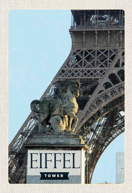 Blechschild 20x30 cm - Eiffel Tower Paris Reiseziel Tourismus