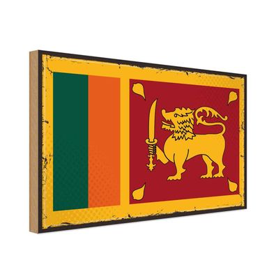 vianmo Holzschild Holzbild 20x30 cm Sri Lanka Fahne Flagge