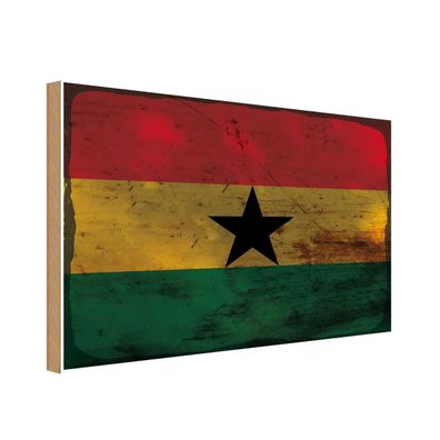vianmo Holzschild Holzbild 18x12 cm Ghana Fahne Flagge