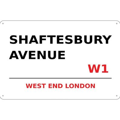 Blechschild 18x12 cm - West End Shaftesbury Avenue W1