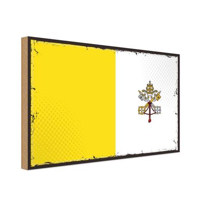 vianmo Holzschild Holzbild 20x30 cm Vatikanstadt Fahne Flagge