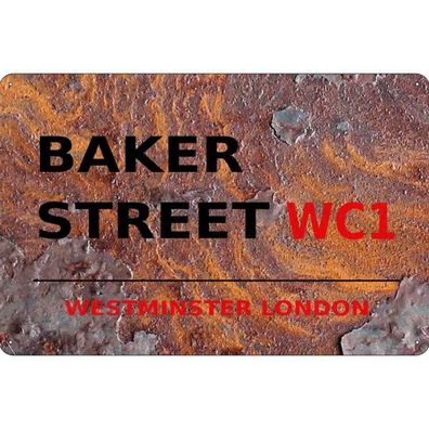 vianmo Blechschild 18x12 cm gewölbt England Street Baker street WC1
