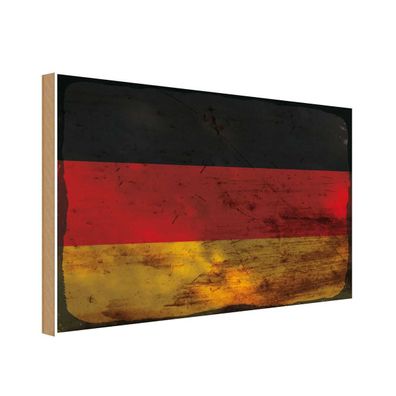 vianmo Holzschild Holzbild 18x12 cm Deutschland Fahne Flagge