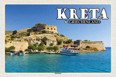 Blechschild 20x30 cm - Kreta Griechenland Spinalonga Insel