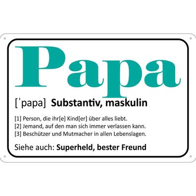 Blechschild 20x30 cm - Papa Superheld bester Freund