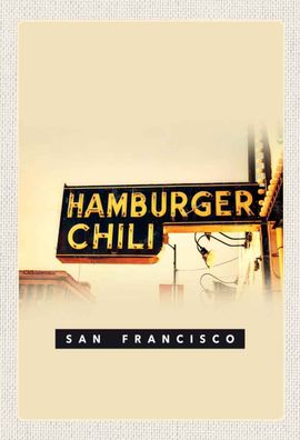 Holzschild 20x30 cm - San Francisco Hamburger Chili Essen