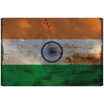 vianmo Blechschild Wandschild 18x12 cm Indien Fahne Flagge