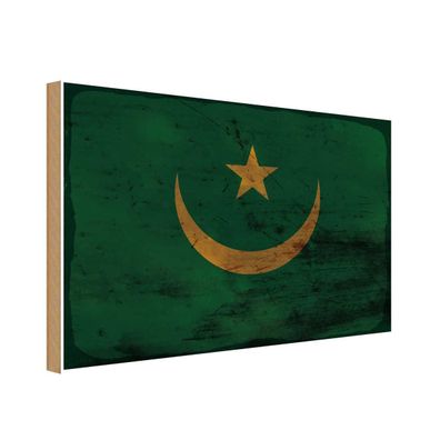 vianmo Holzschild Holzbild 20x30 cm Mauretanien Fahne Flagge