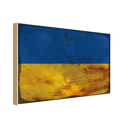 vianmo Holzschild Holzbild 20x30 cm Ukraine Fahne Flagge
