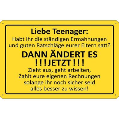 Blechschild 20x30 cm - Liebe Teenager - ÄNDERT ES