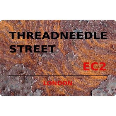 vianmo Blechschild 20x30 cm gewölbt England Threadneedle Street EC2