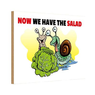 Holzschild 20x30 cm - Now we have the salad Schnecken