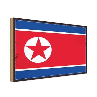 vianmo Holzschild Holzbild 18x12 cm Nordkorea Fahne Flagge