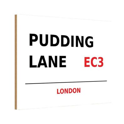 vianmo Holzschild 18x12 cm England Pudding Lane EC3 Metall Wanddeko